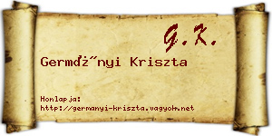 Germányi Kriszta névjegykártya